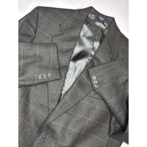 Brooks Brothers 346 Mens 100% Lambswool Blazer 39R Sportcoat Window Pane Gray